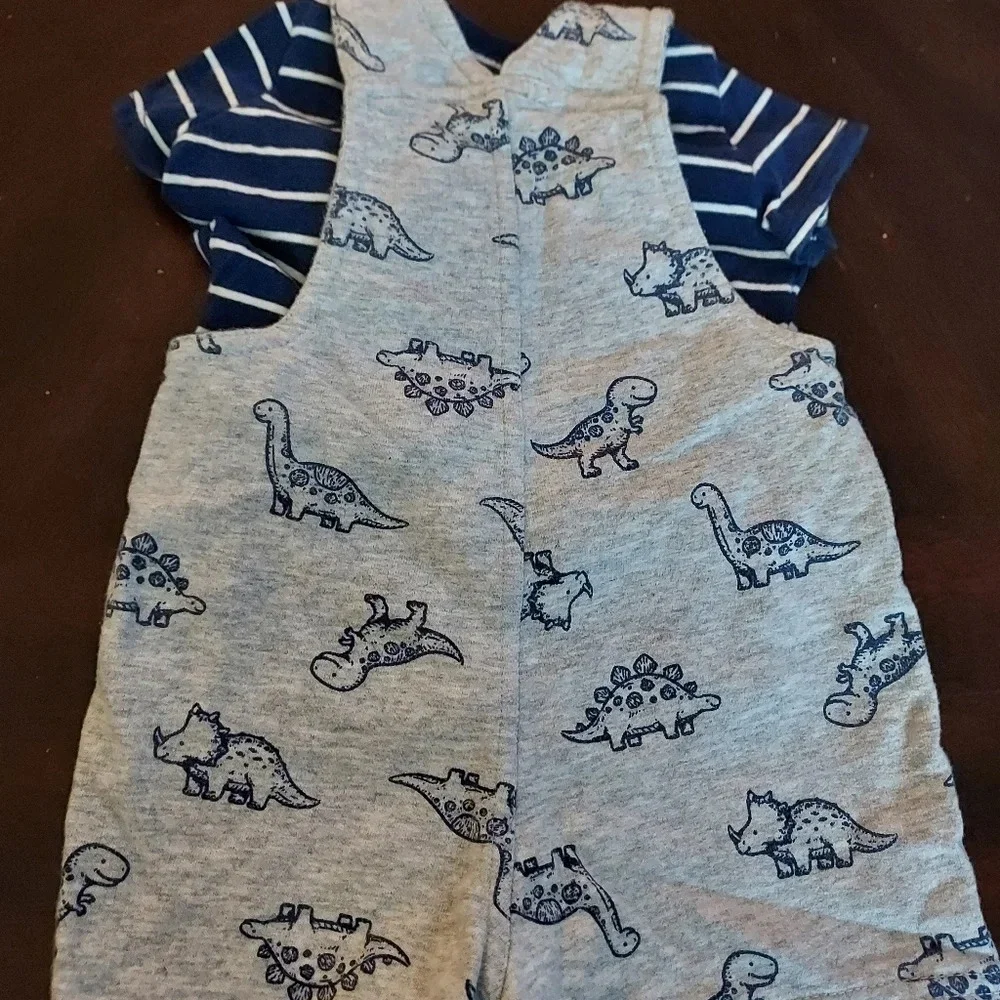 Little Me Size 6M 2 Piece Dino Shortall and Shirt Set